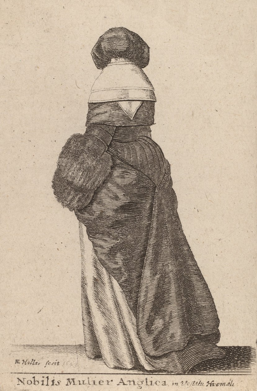 Nobilis Mulier Anglica, en Vestitu Hiemali, 1643 de Wenceslaus Hollar