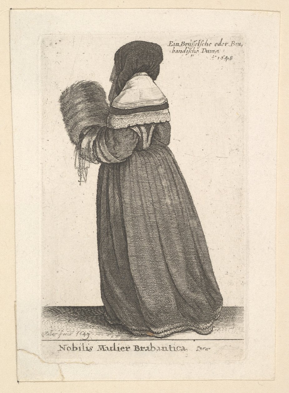Nobilis Mulier Brabantica, Noblewoman de Brabante, 1648 de Wenceslaus Hollar