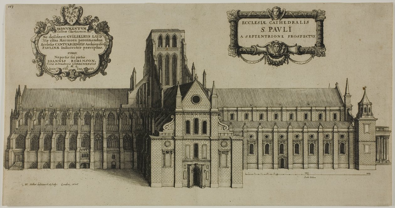 Vieja catedral de San Pablo desde el norte de Wenceslaus Hollar