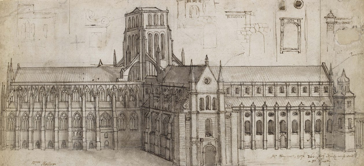 La antigua catedral de San Pablo desde el noreste de Wenceslaus Hollar