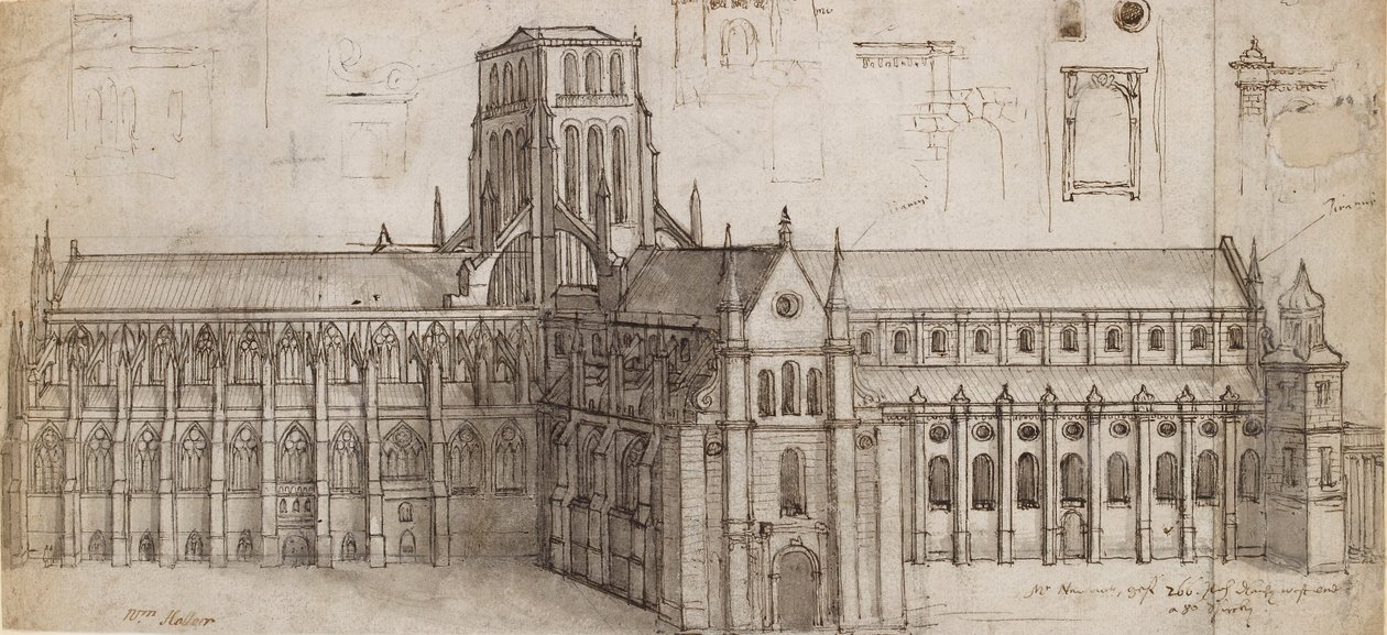 La antigua catedral de San Pablo desde el noreste, mediados del siglo XVII de Wenceslaus Hollar