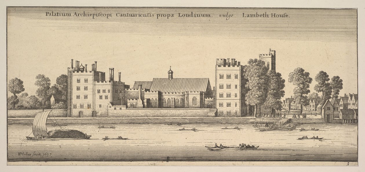 Palacio del Arzobispo de Canterbury cerca de Londres, conocido como Lambeth House, 1647 de Wenceslaus Hollar
