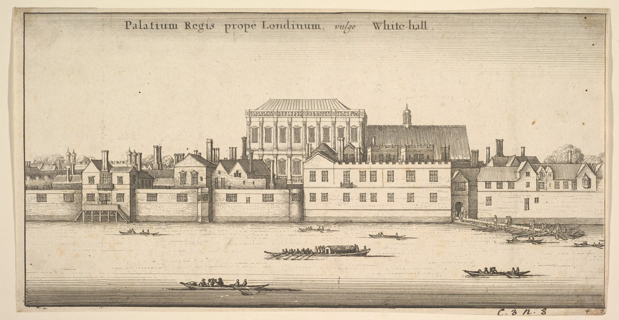 Palatium Regis prope Londinum, vulgo White-hall Palacio Real de Whitehall, Londres, ca. 1647 de Wenceslaus Hollar