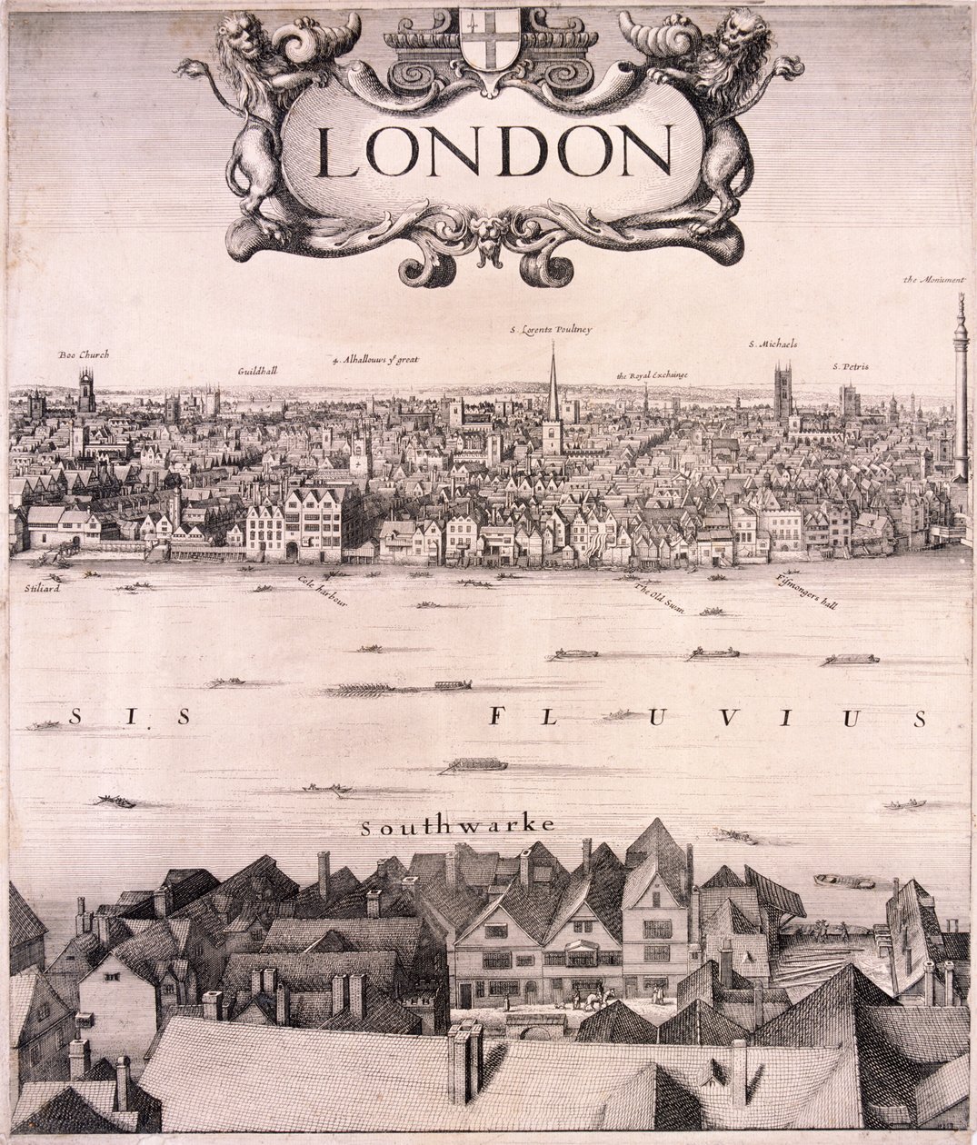 Vista panorámica de Londres, c. 1670 de Wenceslaus Hollar