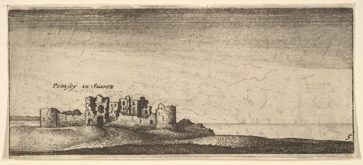 Castillo de Pevensey de Wenceslaus Hollar