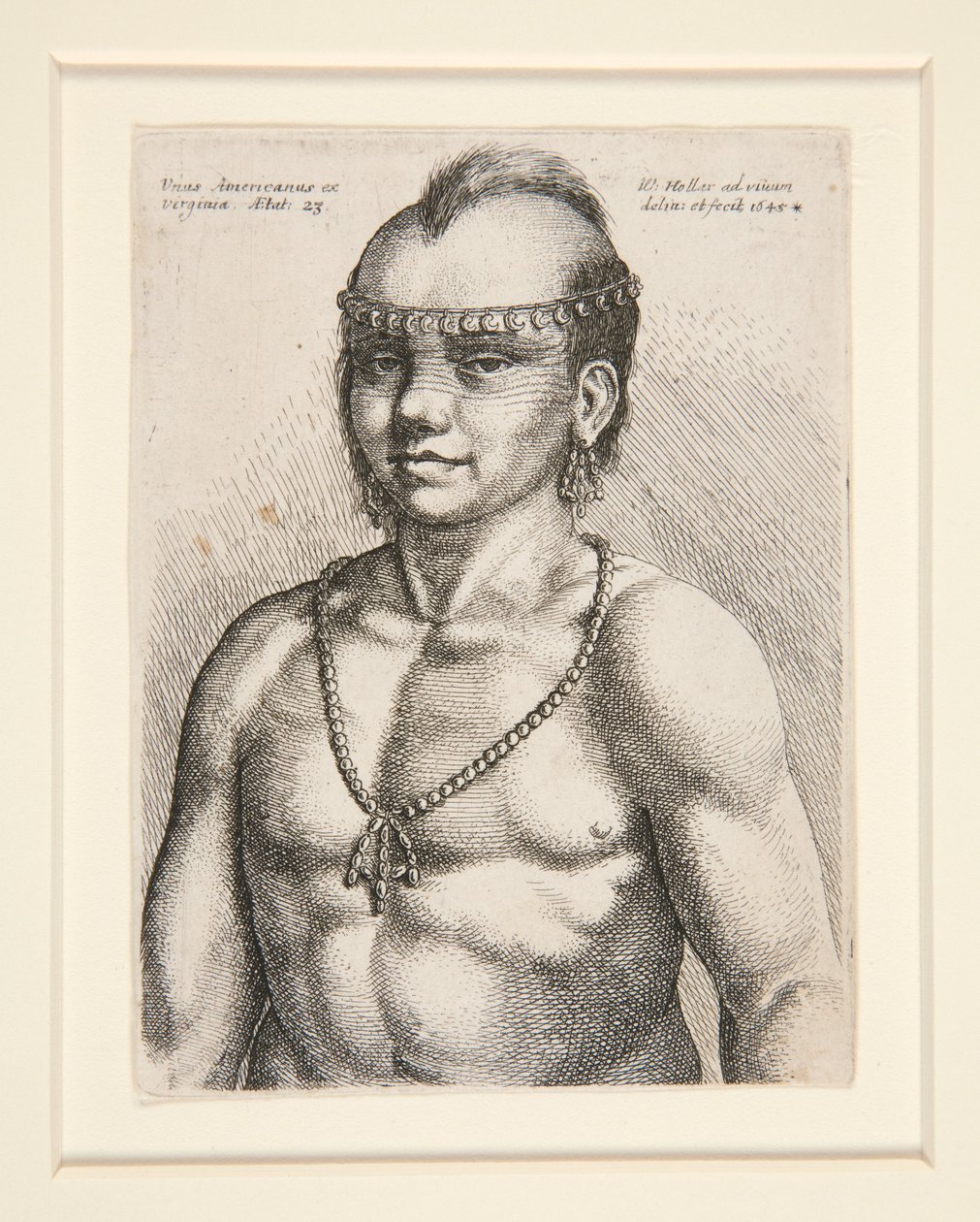 Retrato de un nativo americano, probablemente el guerrero conocido como Jaques, del Musée-Delaware Nation de Wenceslaus Hollar