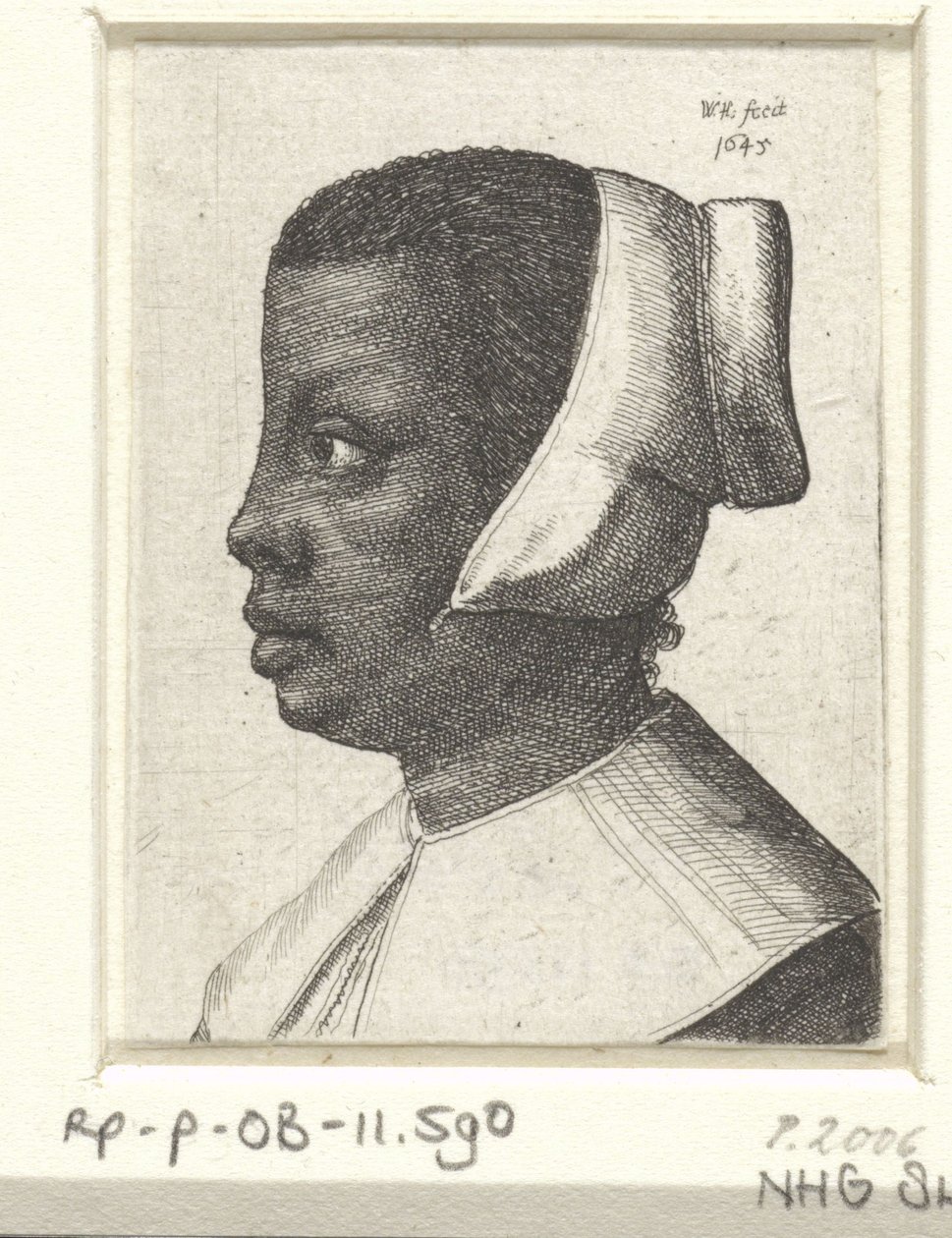 Retrato de una joven mujer negra de Wenceslaus Hollar