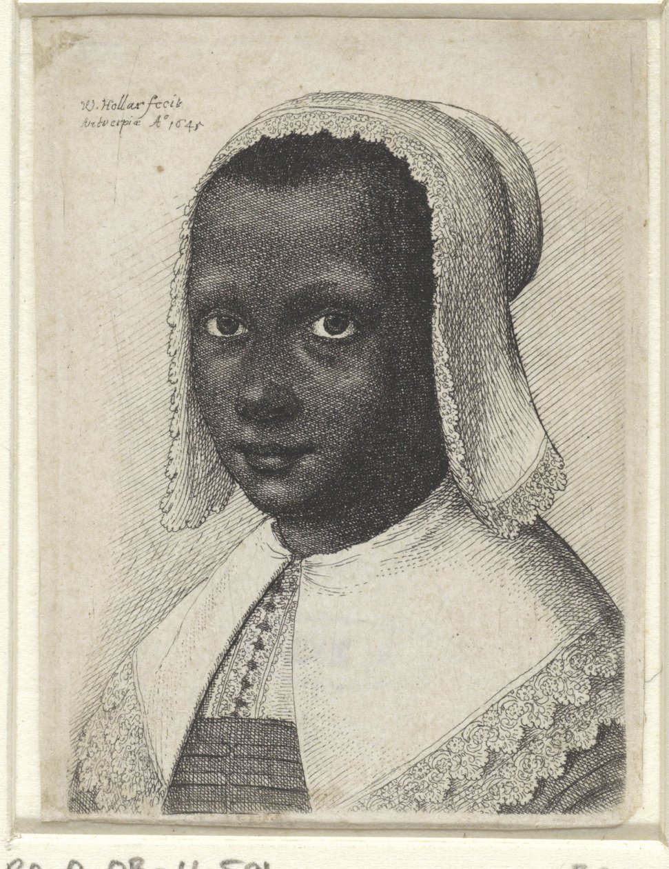 Retrato de una joven mujer negra, 1645 de Wenceslaus Hollar
