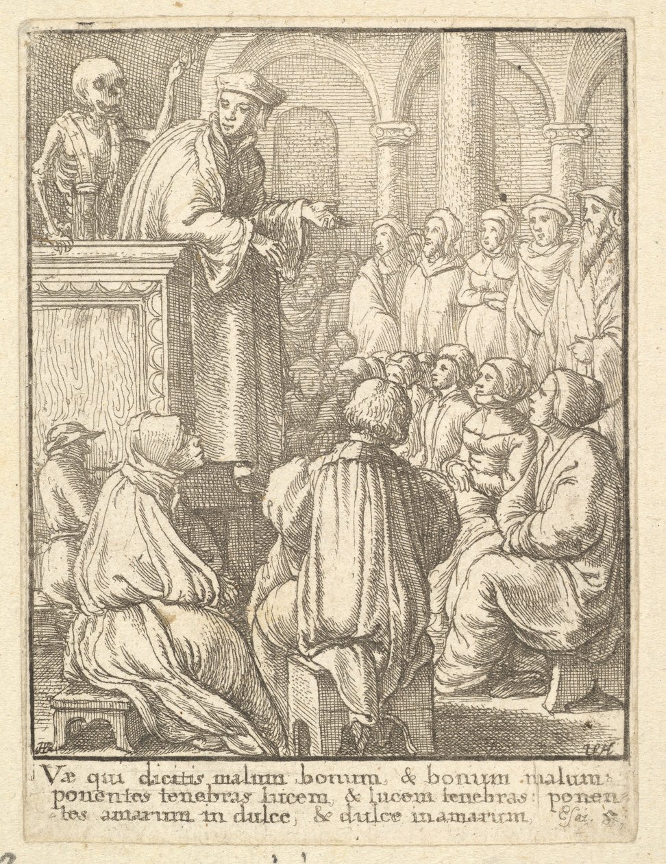 Predicador, de la Danza de la Muerte, 1651 de Wenceslaus Hollar