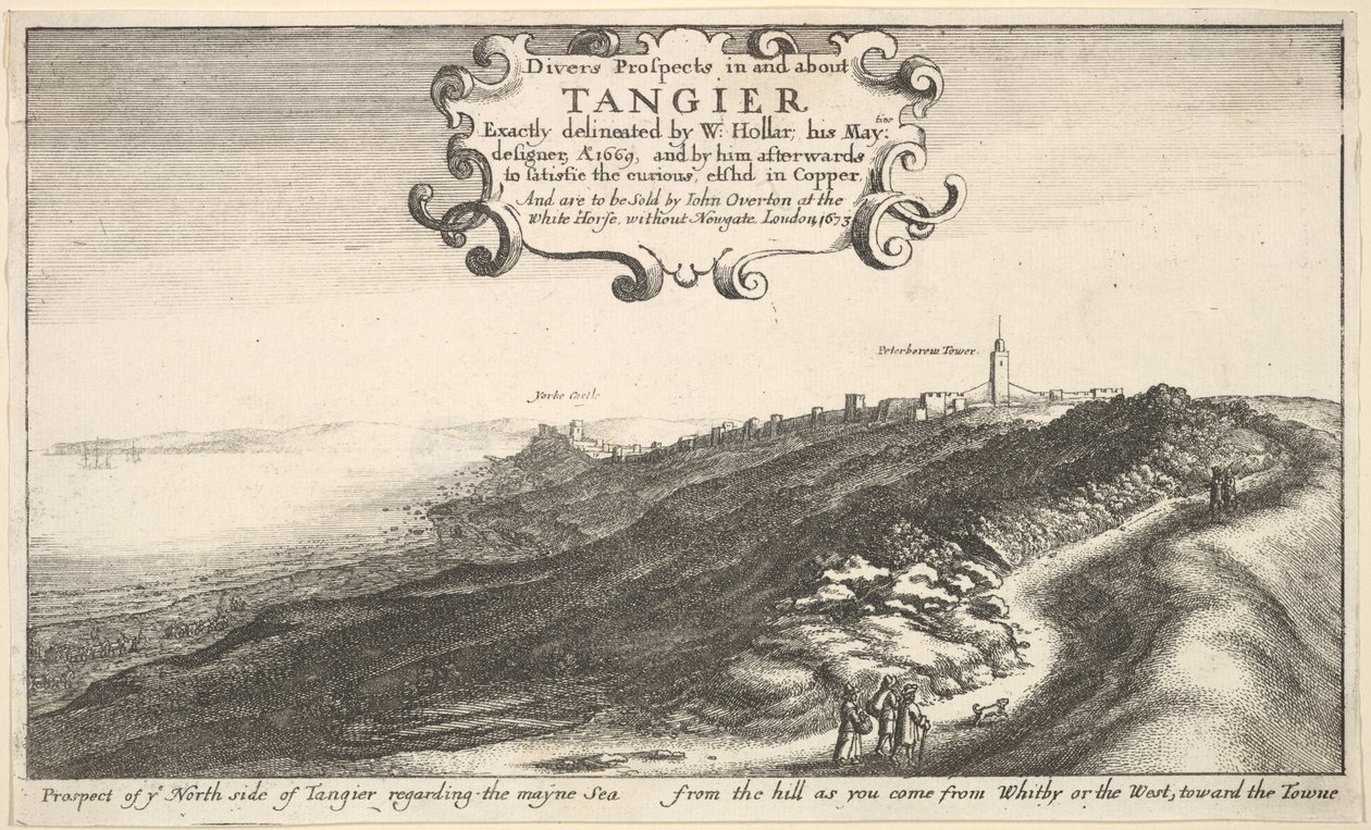 Vista del lado norte de Tánger respecto al mar desde la colina al llegar..., antes de 1673 de Wenceslaus Hollar