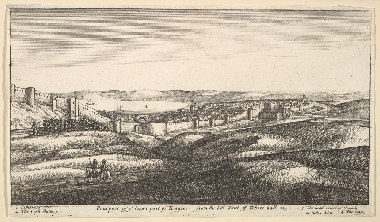 Vista de la parte baja de Tánger, desde la colina al oeste de White-hall, 1669-73 de Wenceslaus Hollar