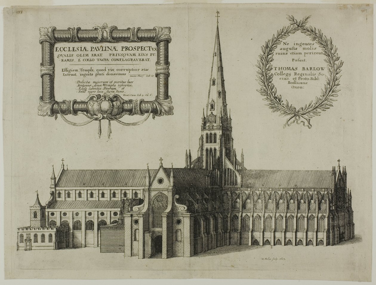 San Pablo desde el sur mostrando la aguja de Wenceslaus Hollar