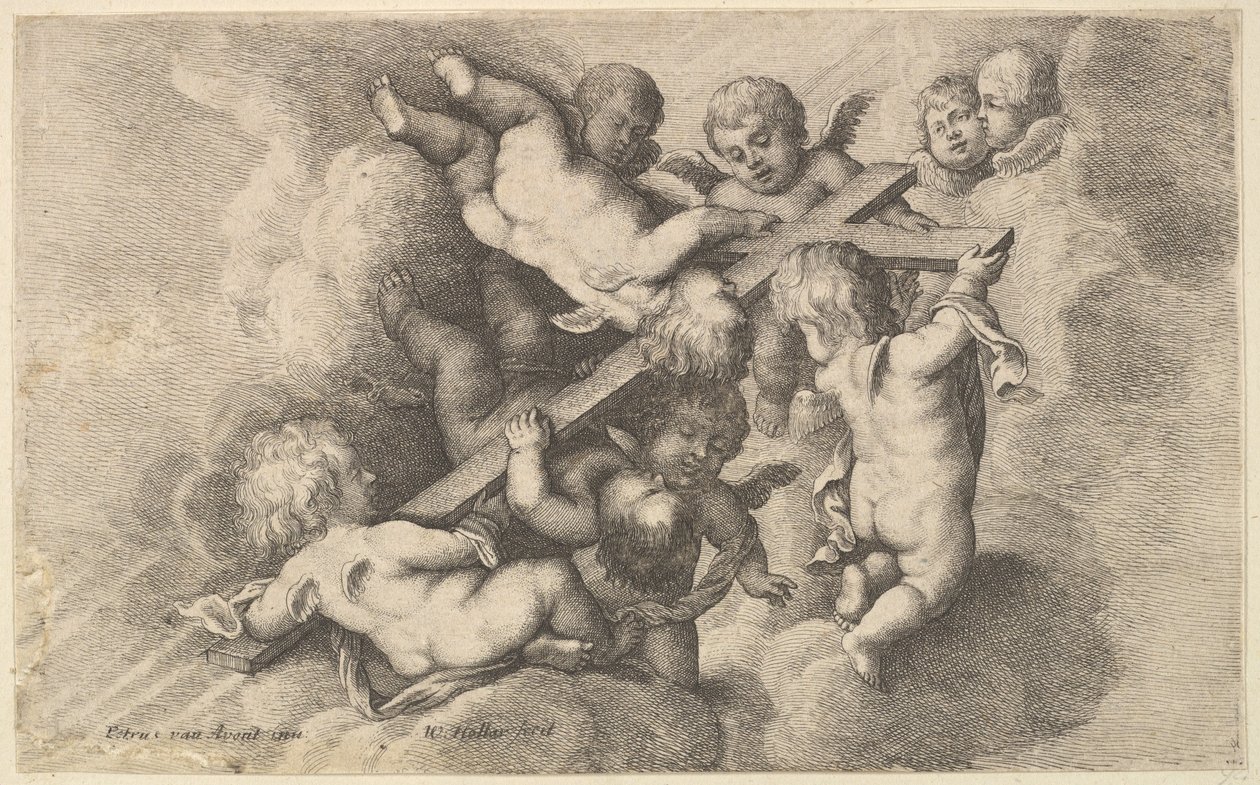 Siete putti llevando la cruz de Wenceslaus Hollar