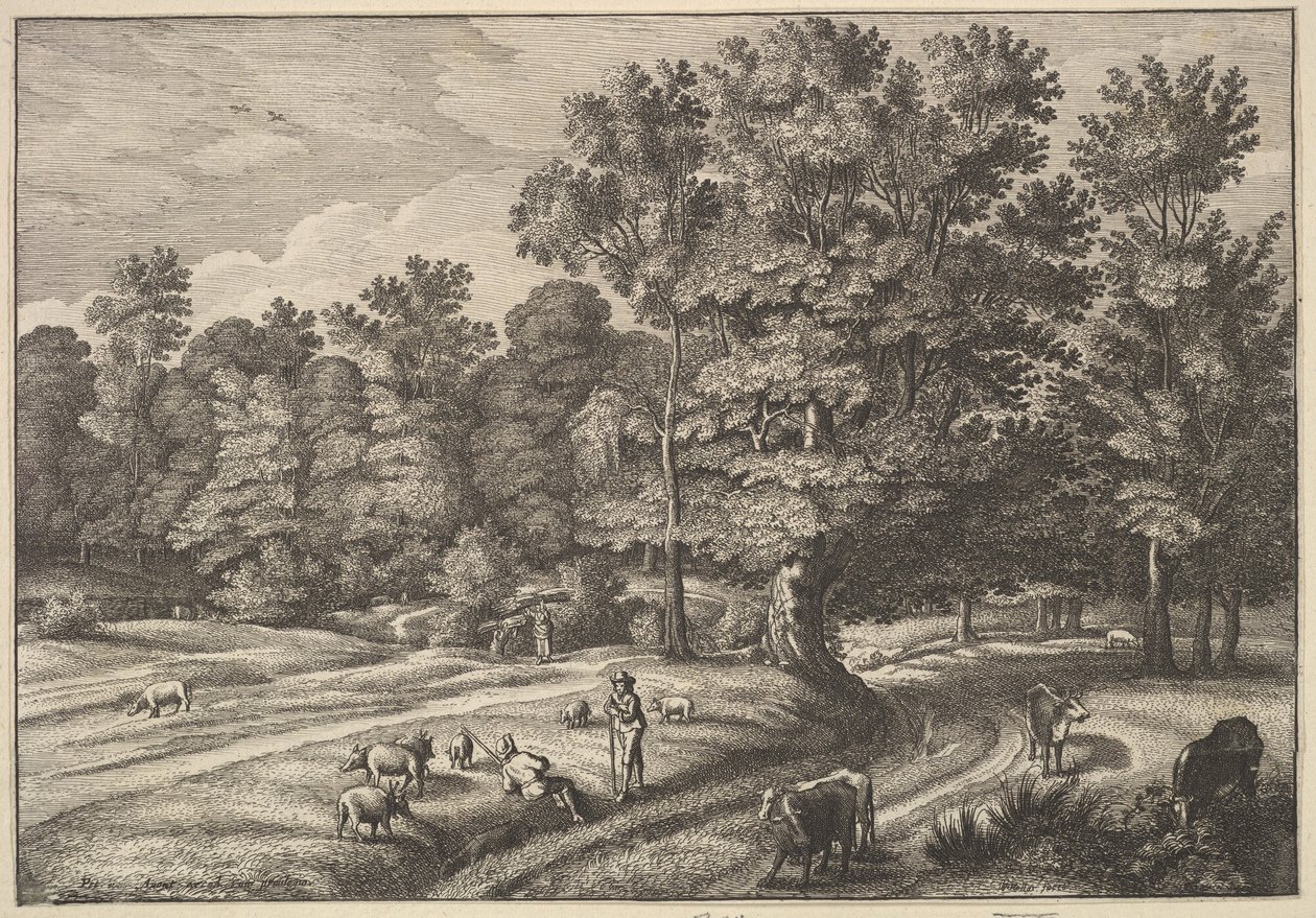 Pastores en un Bosque de Wenceslaus Hollar