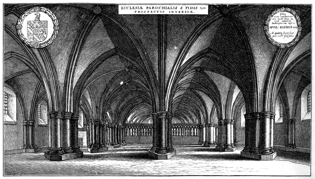Iglesia de St Faiths en la cripta de la antigua Catedral de St Paul, Londres, 1657 1892 de Wenceslaus Hollar