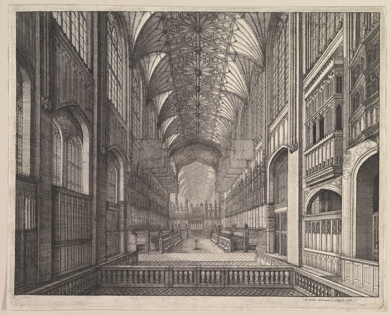 Coro de la capilla de San Jorge, Windsor (de "The Order of the Garter" de Elias Ashmole, 1672) de Wenceslaus Hollar