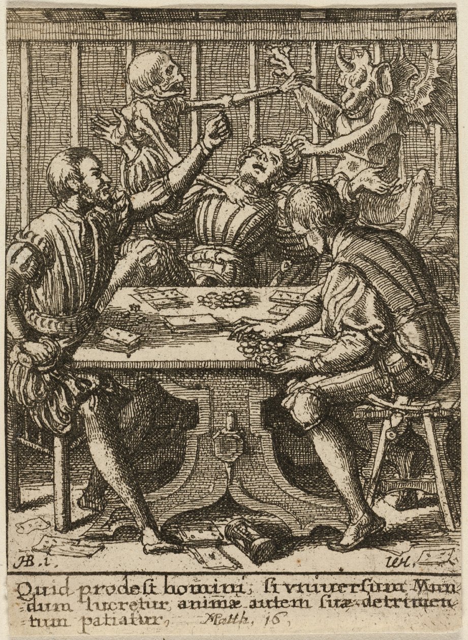 Los Jugadores y la Muerte, de La Danza de la Muerte de Wenceslaus Hollar