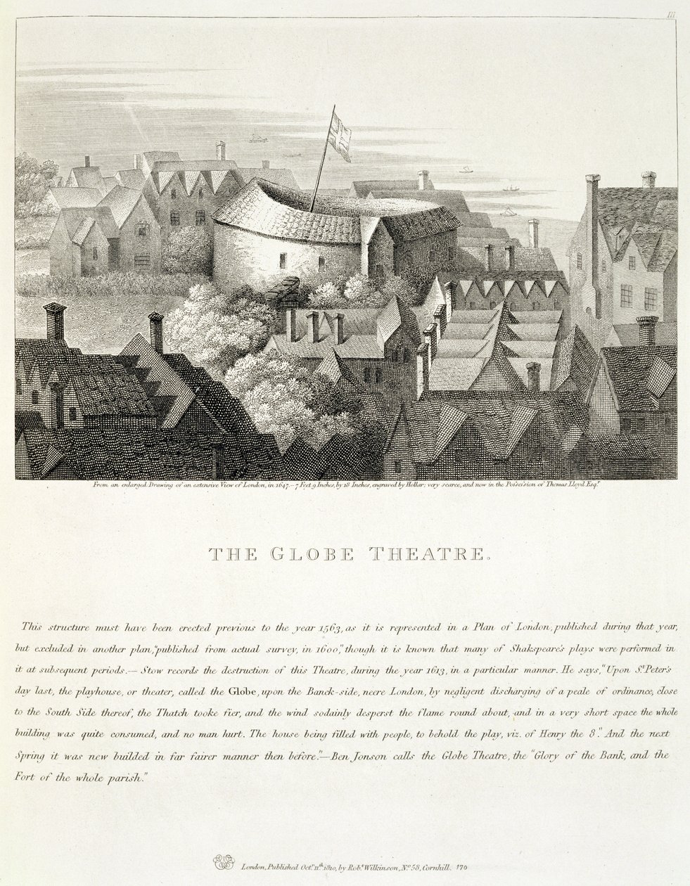 El Teatro Globe, c.1647, publicado por Robert Wilkinson, Londres, 1810 de Wenceslaus Hollar
