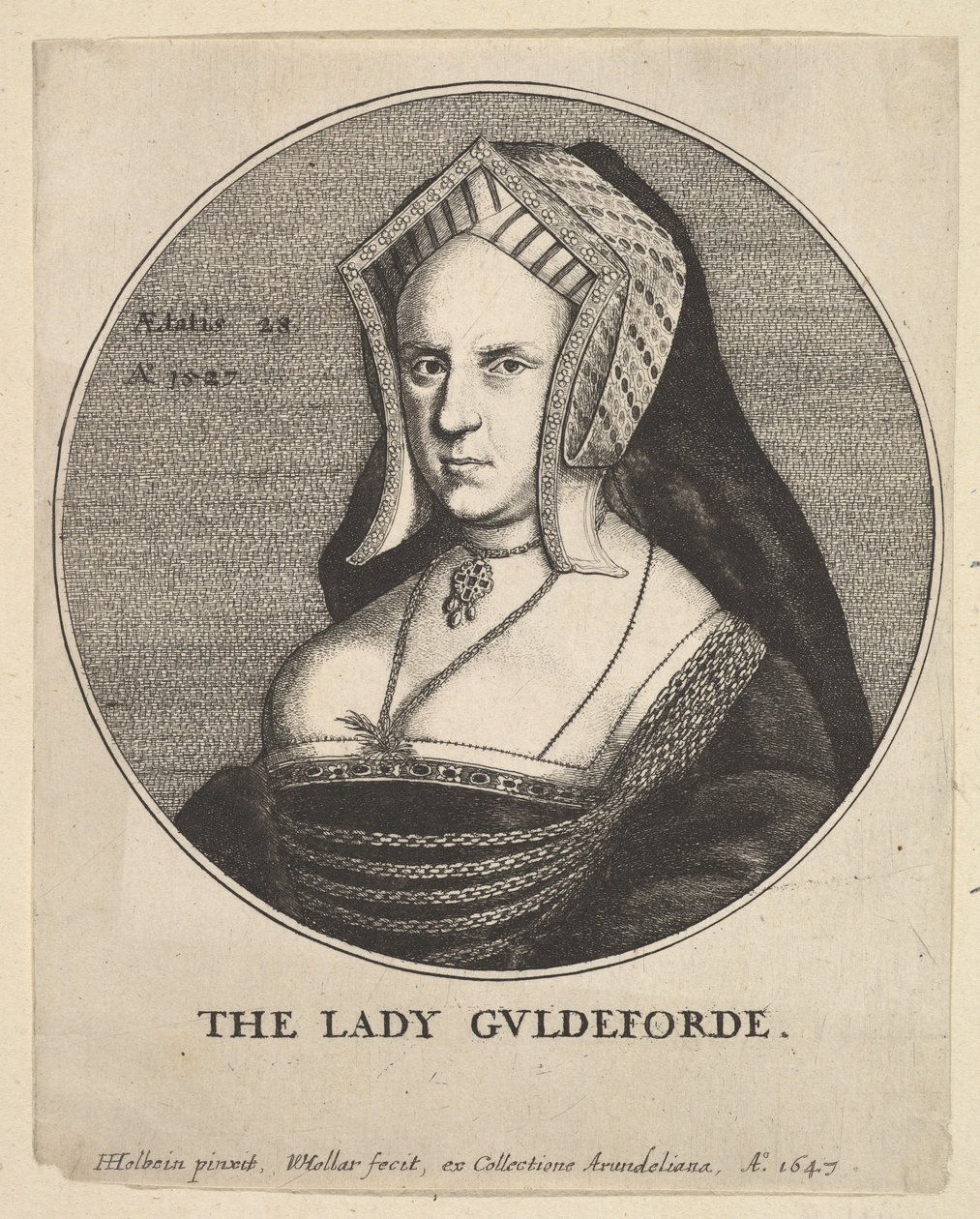 La dama Guldeforde Mary, Lady Guildford, 1647 de Wenceslaus Hollar