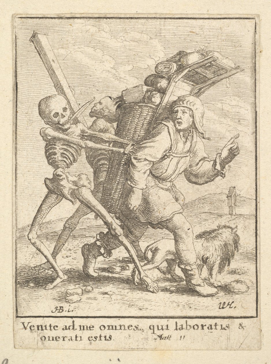 El vendedor ambulante, de La danza de la muerte de Wenceslaus Hollar