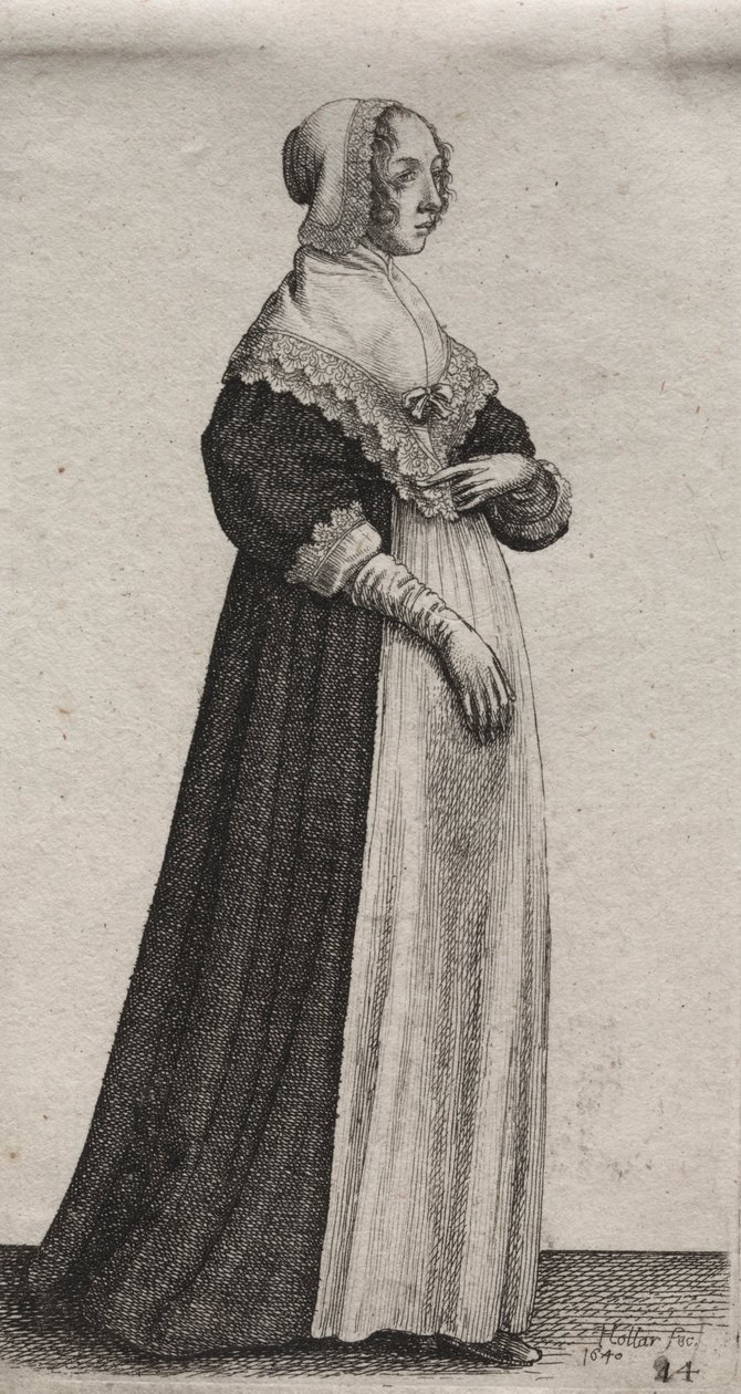 Los diversos hábitos de las mujeres inglesas, desde la nobleza hasta las campesinas..., 1640 de Wenceslaus Hollar