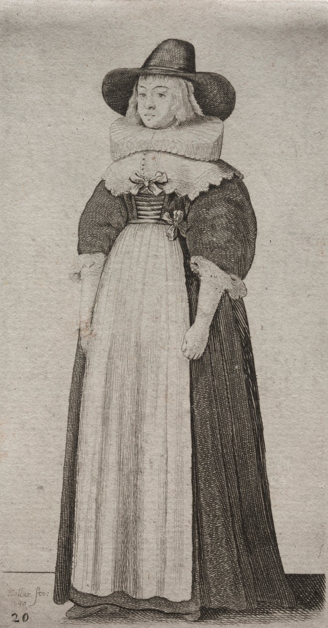 Los diversos hábitos de las mujeres inglesas, desde la nobleza hasta las campesinas..., 1640 de Wenceslaus Hollar