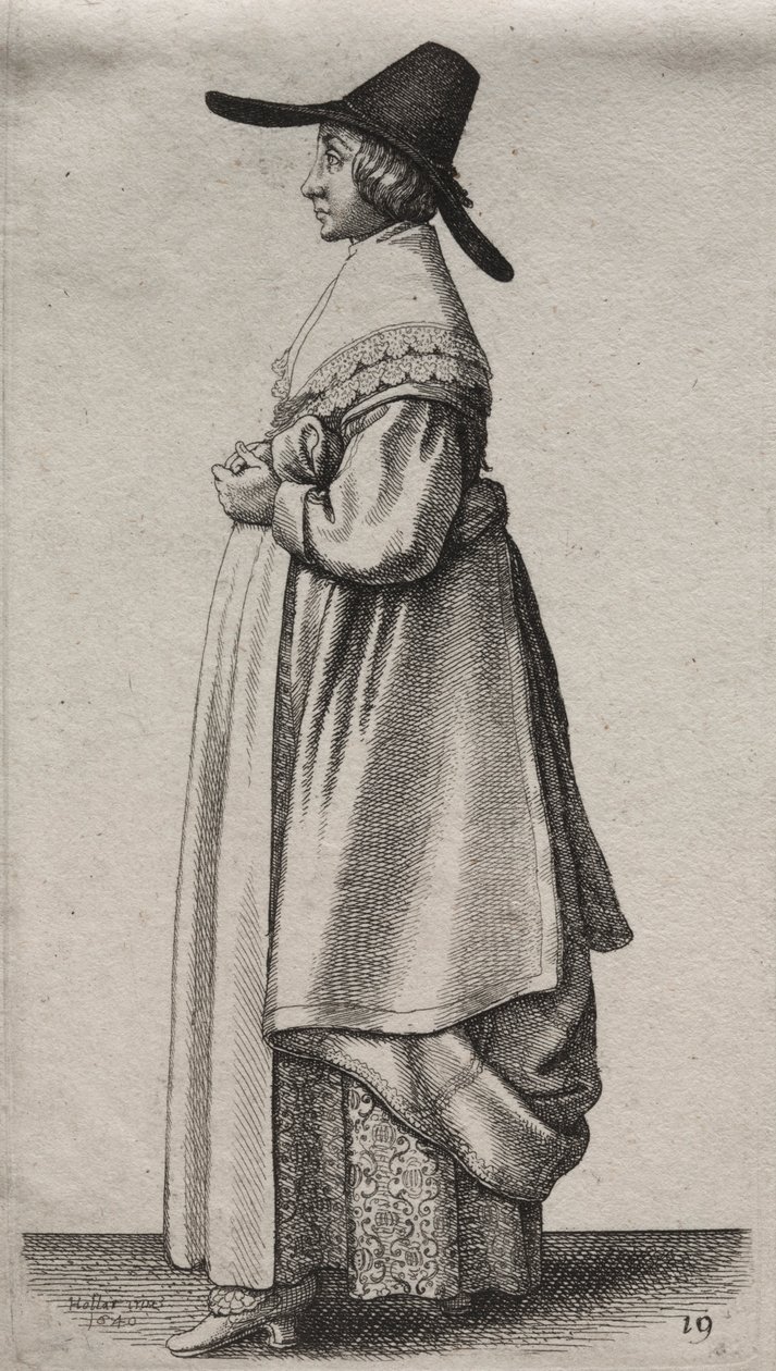 Los Varios Hábitos de las Mujeres Inglesas, desde la Nobleza hasta las Mujeres del Campo..., 1640 de Wenceslaus Hollar