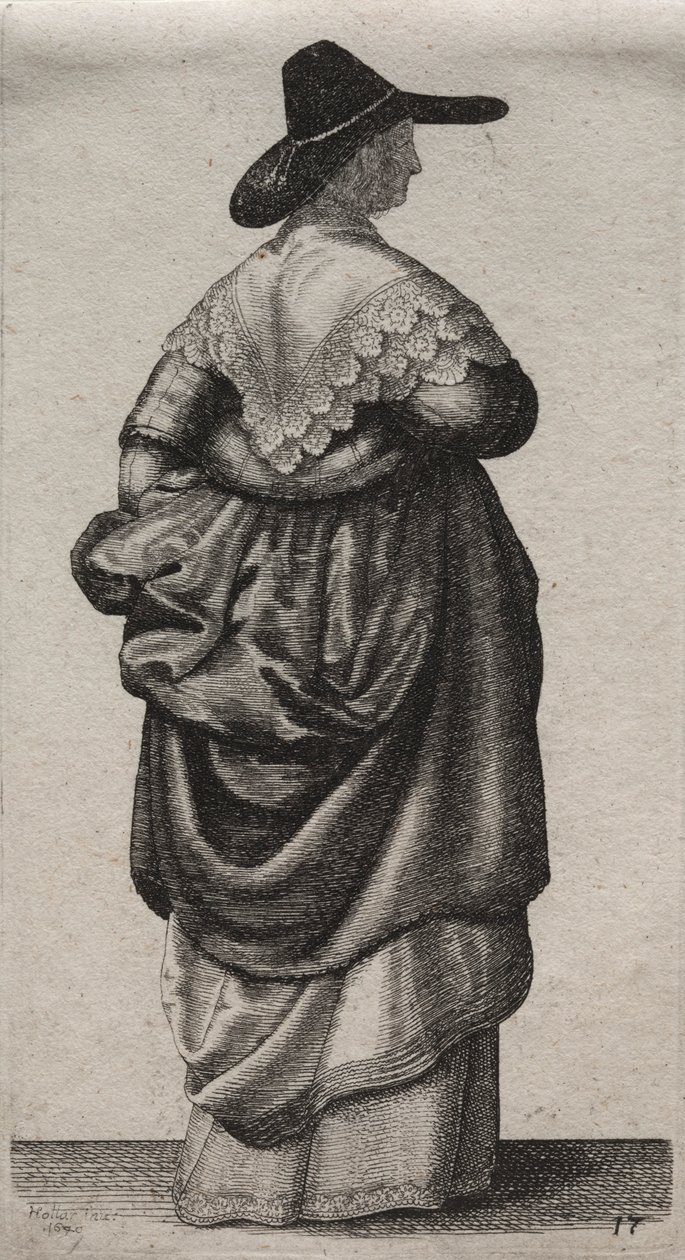 Los varios hábitos de las mujeres inglesas, desde la nobleza hasta las mujeres del campo..., 1640 de Wenceslaus Hollar