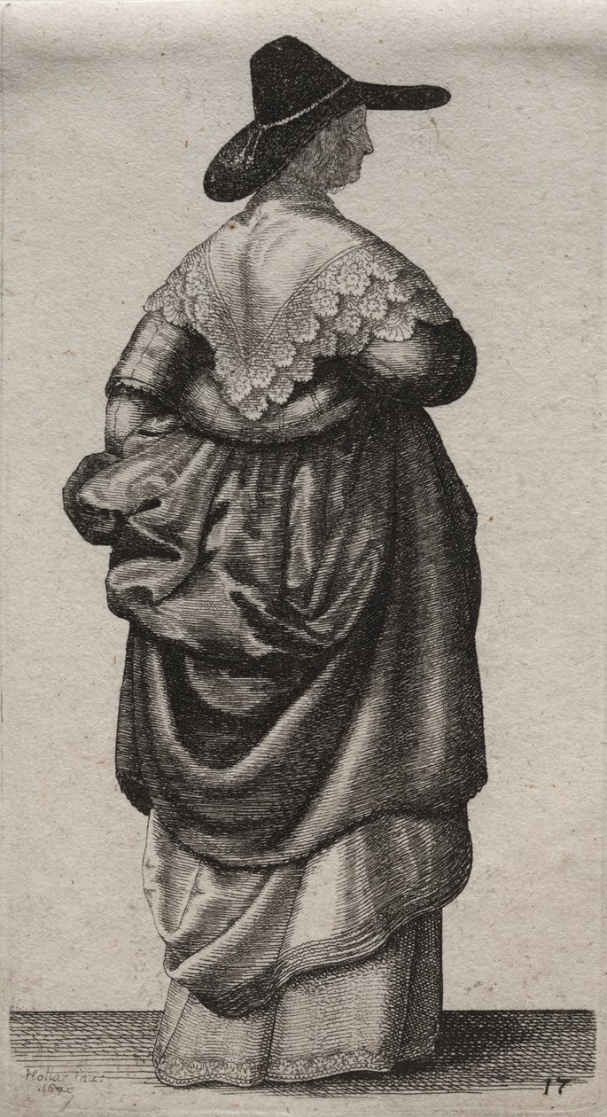 Los Varios Hábitos de las Mujeres Inglesas, desde la Nobleza hasta las Mujeres del Campo en estos tiempos: La Mujer con Sombrero Masculino de Wenceslaus Hollar