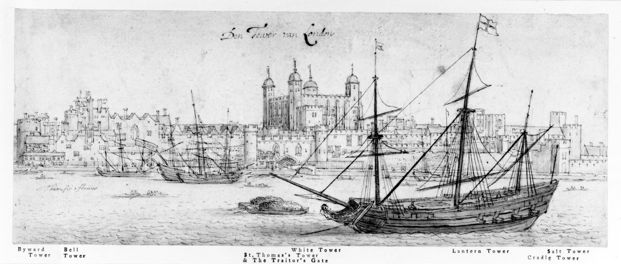 La Torre de Londres, c.1637-41 (pluma y tinta, grafito y acuarela sobre papel) de Wenceslaus Hollar