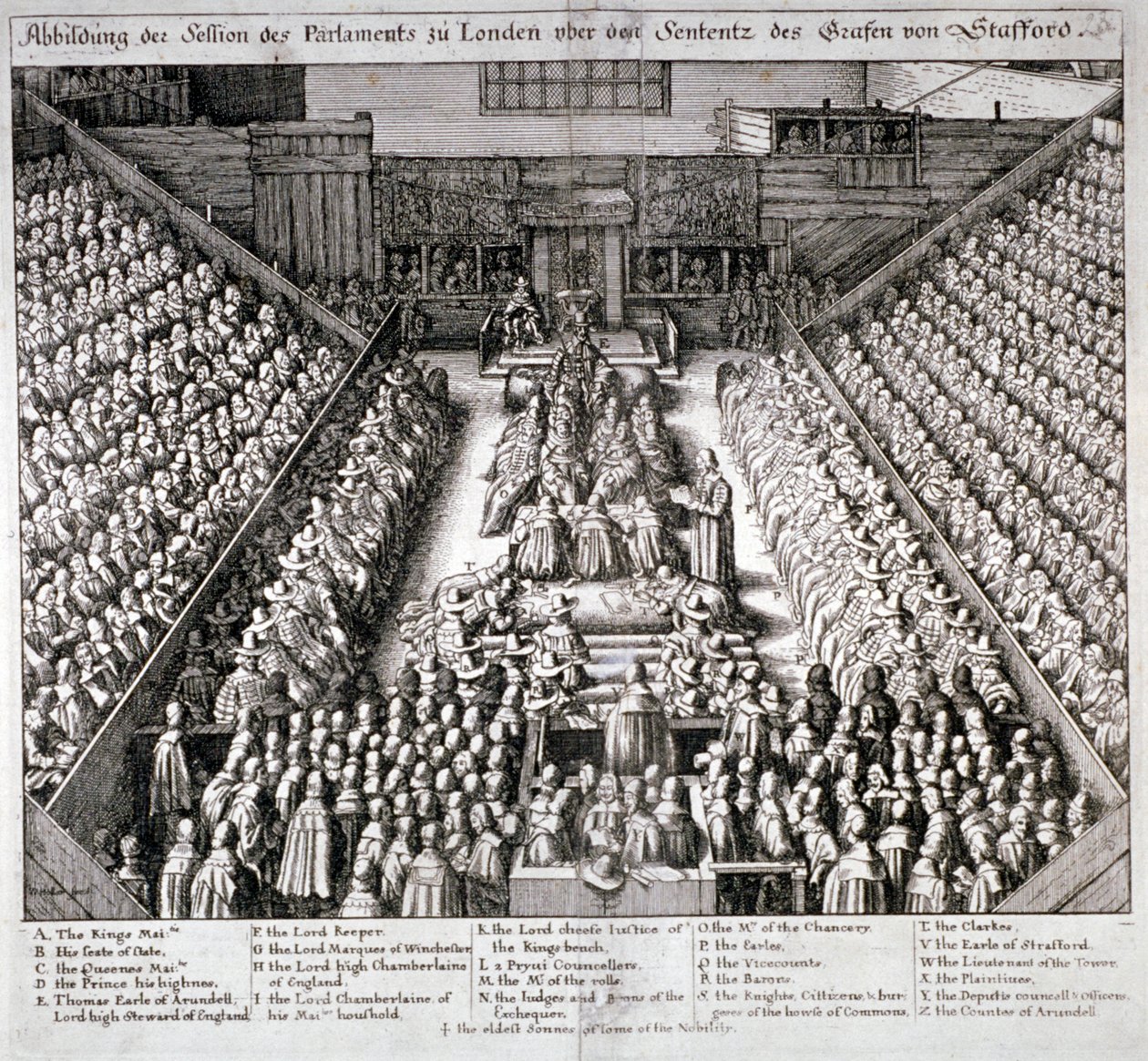 El juicio de Thomas Wentworth, Conde de Strafford, Westminster Hall, Londres de Wenceslaus Hollar