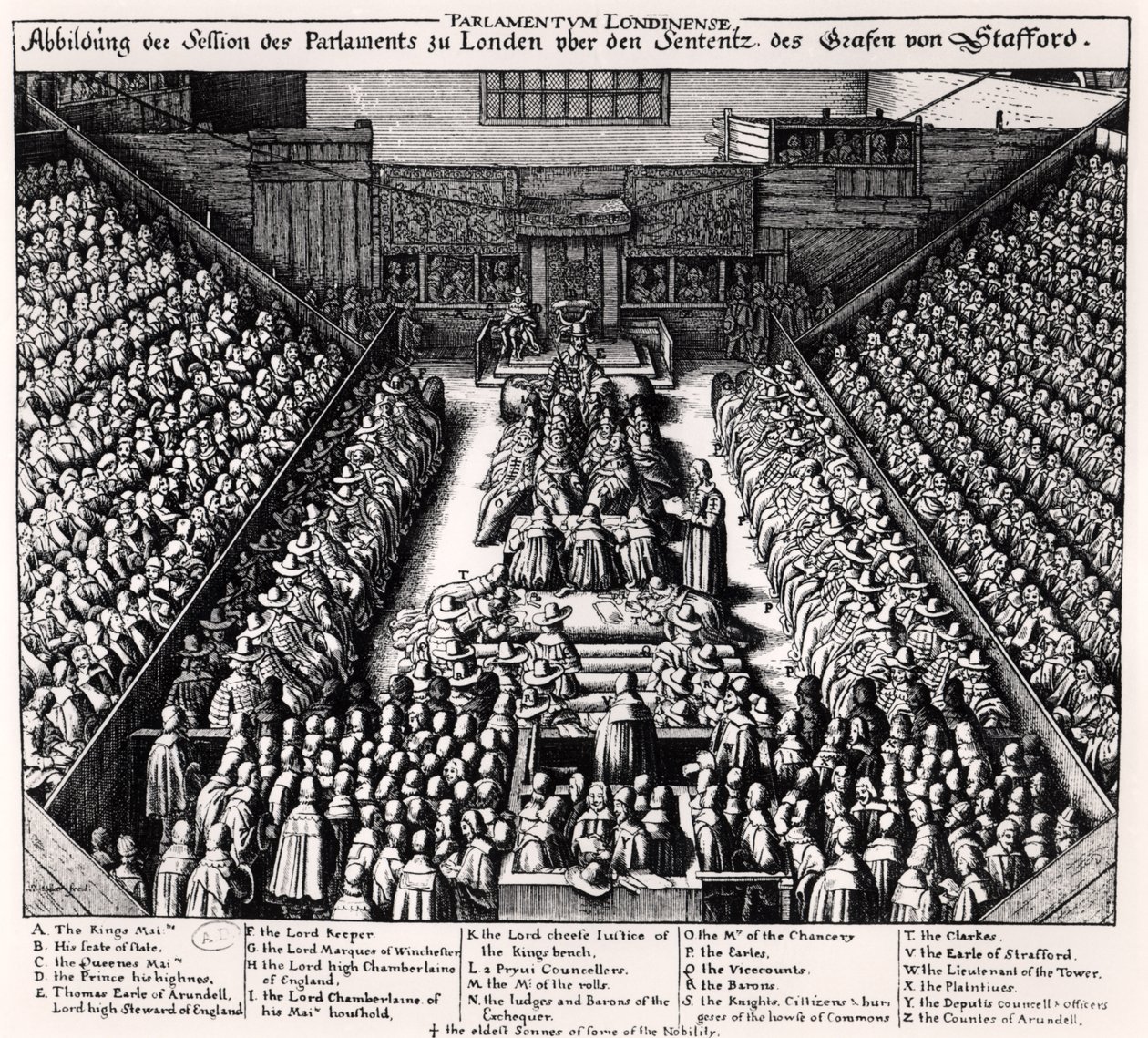 El juicio de Thomas Wentworth (1593-1641) Conde de Strafford en 1641 de Wenceslaus Hollar
