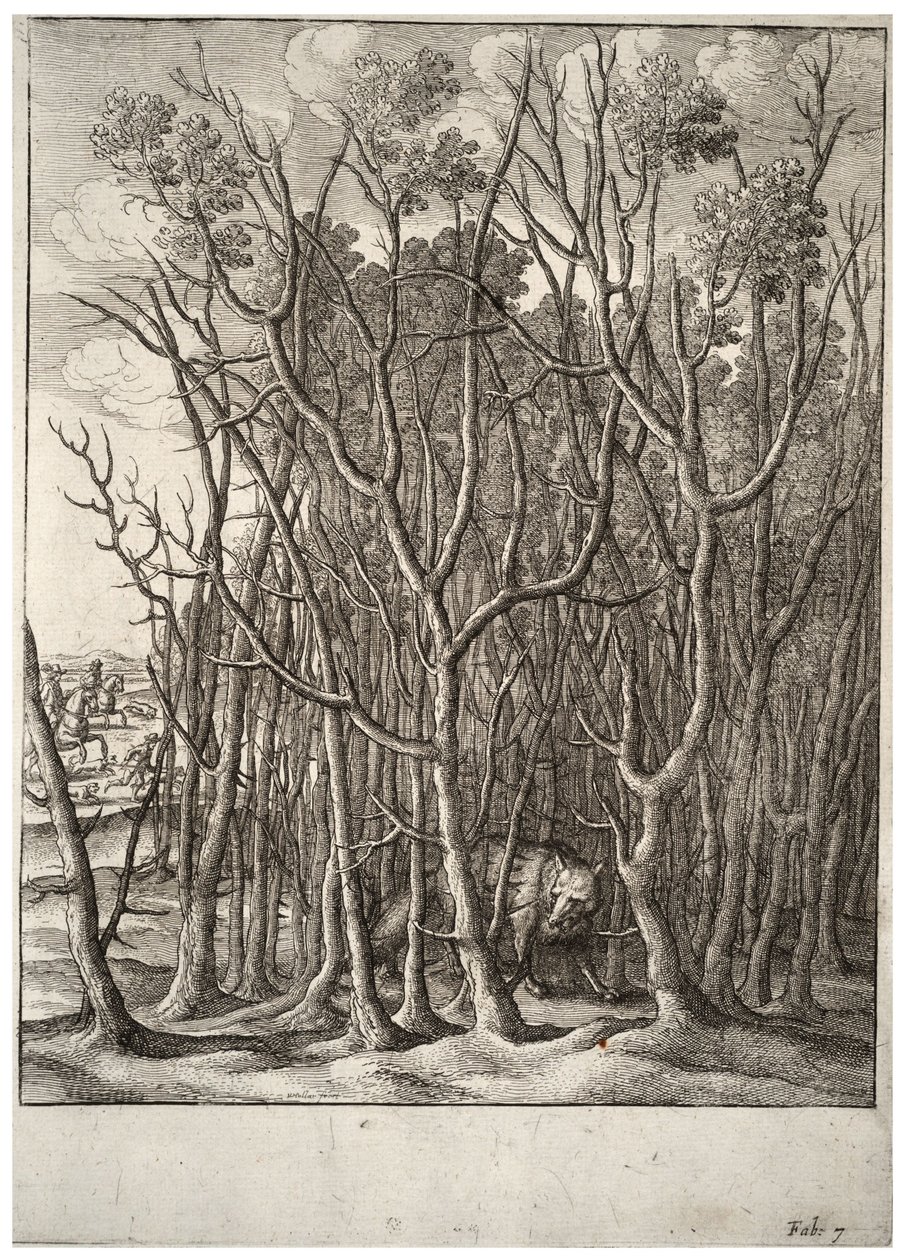 El zorro y el arbusto de espinas de Wenceslaus Hollar