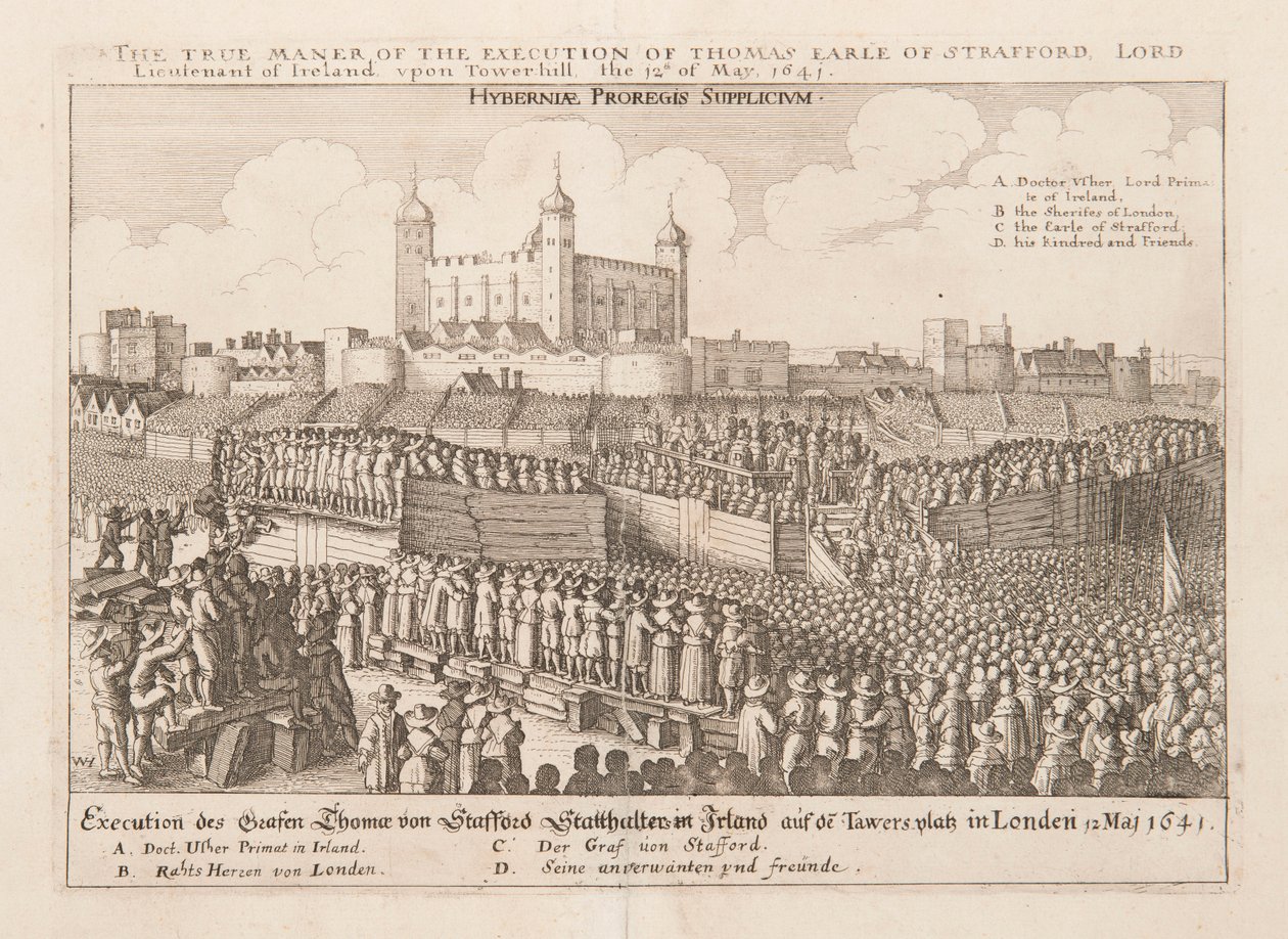 La verdadera manera de la ejecución de Thomas Conde de Strafford, Lord Teniente de Irlanda..., ca 1642 de Wenceslaus Hollar