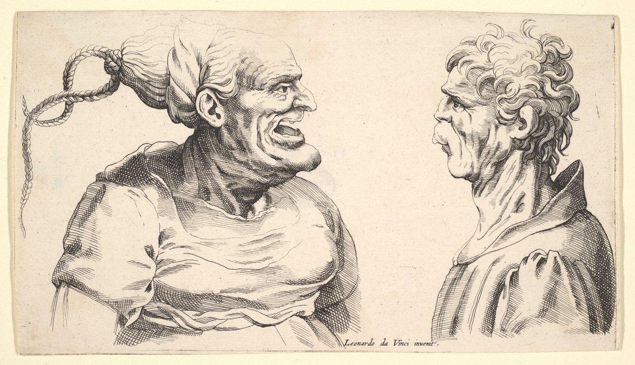 Dos cabezas deformes, 1625-1744 de Wenceslaus Hollar