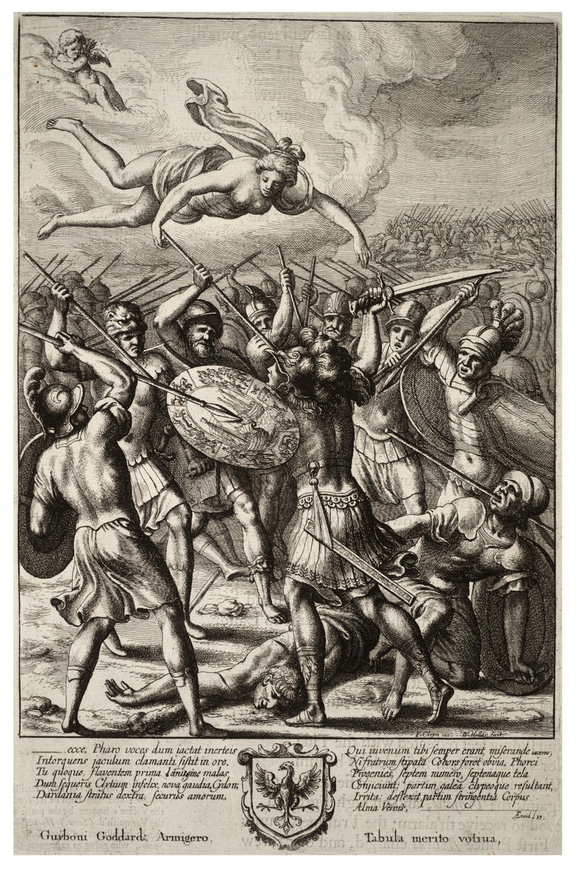 Venus protegiendo a Eneas. Estado 2 de Wenceslaus Hollar