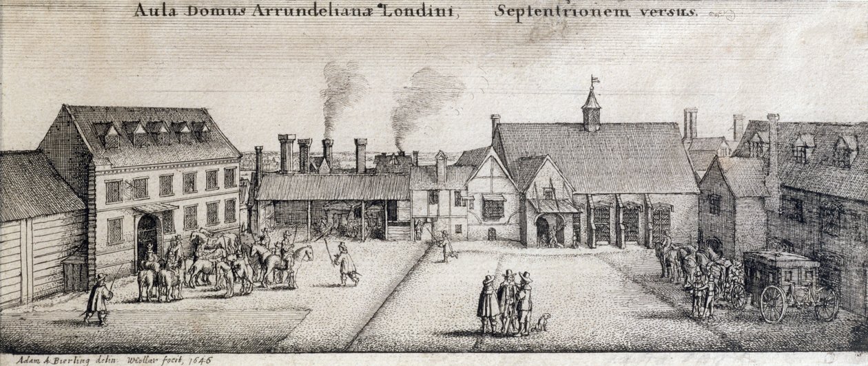 Vista de Arundel House, Strand, Londres, grabado por Adam Bierling, 1646 de Wenceslaus Hollar