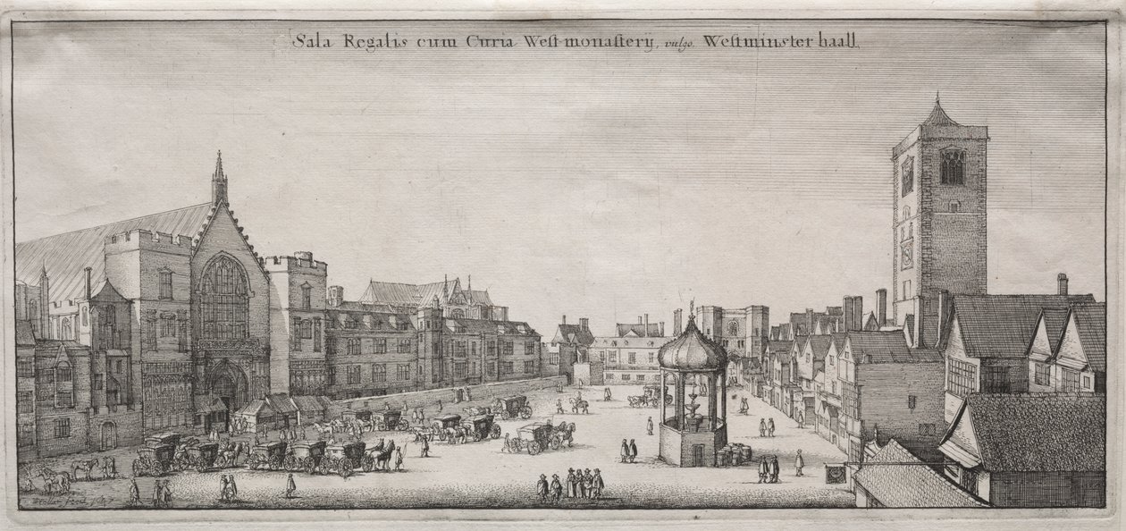 Vista de Londres: New Palace Yard con Westminster Hall y la Casa del Reloj de Wenceslaus Hollar
