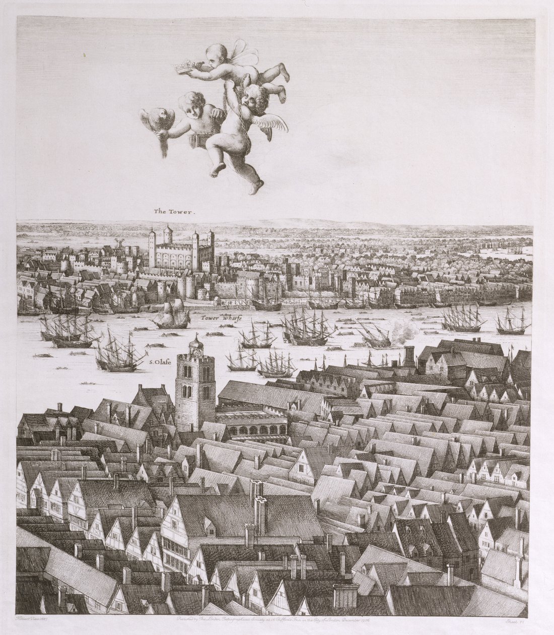 Vista de Londres, publicada en 1647 (copia facsímil) (detalle) de Wenceslaus Hollar