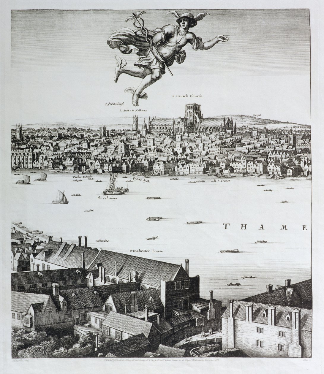 Vista de Londres, publicada en 1647 (detalle) de Wenceslaus Hollar
