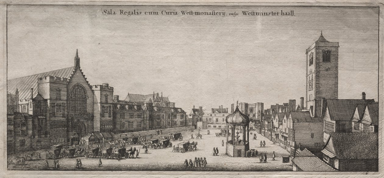 Vistas de Londres: New Palace Yard con Westminster Hall y la Clock House de Wenceslaus Hollar