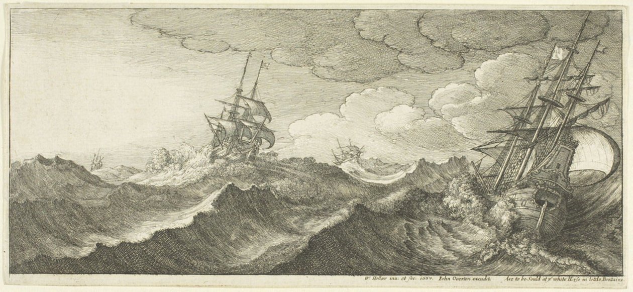 Buque de guerra en el fondo de una ola de Wenceslaus Hollar