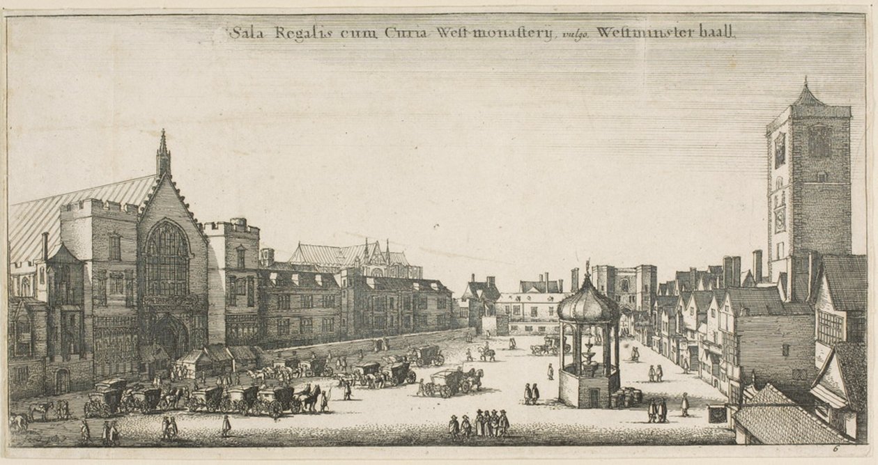 Westminster Hall (New Palace Yard y la Casa del Reloj) de Wenceslaus Hollar