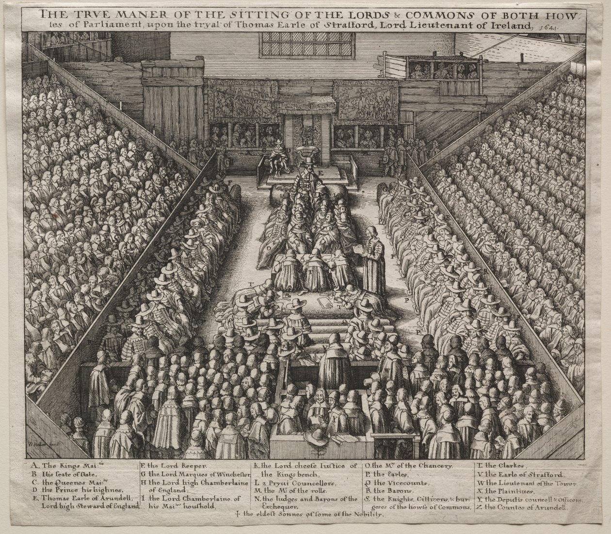 Salón de Westminster, Interior, con el juicio del Conde de Strafford de Wenceslaus Hollar