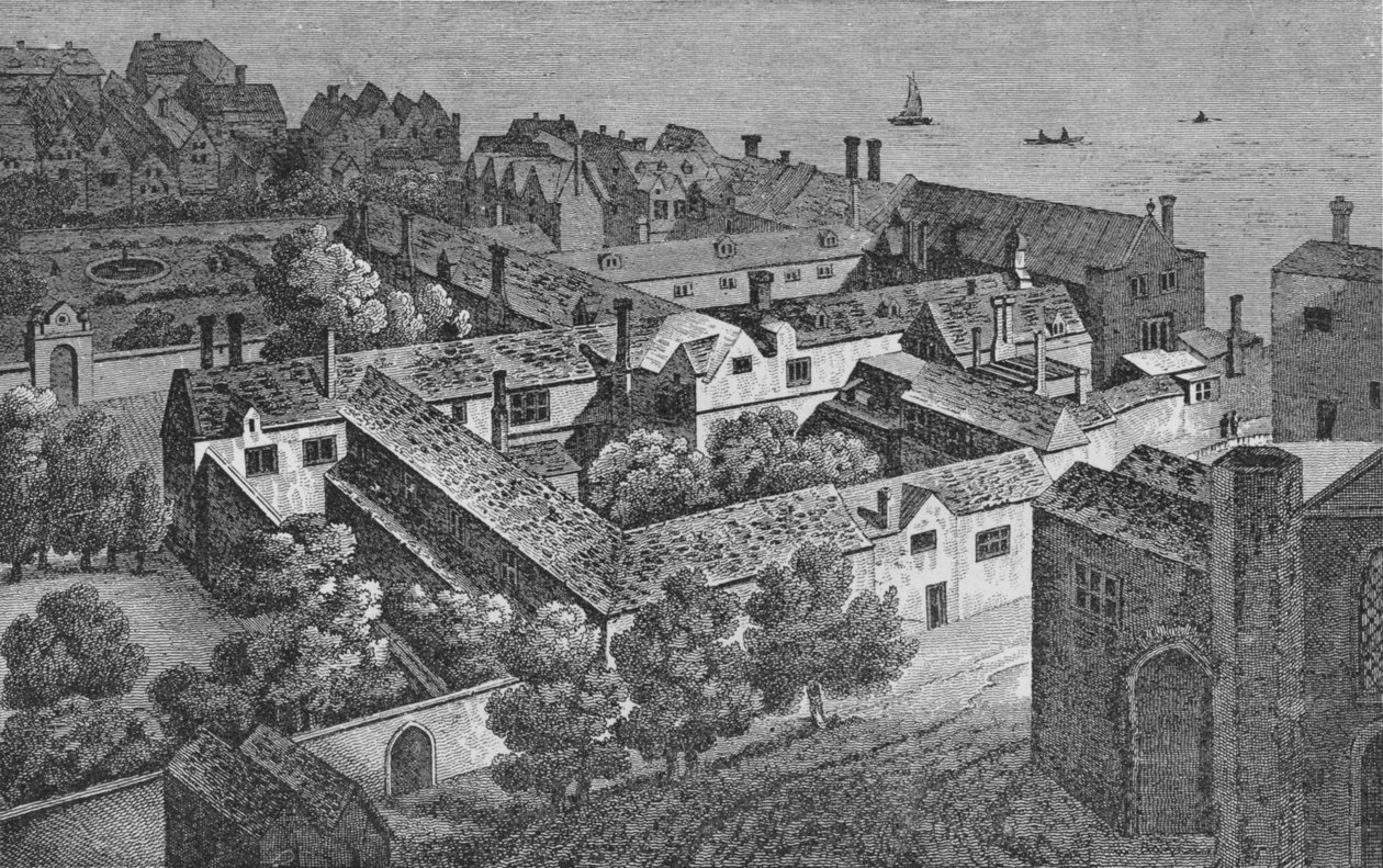 Casa Winchester, Southwark, desde la torre de St. Saviours de Wenceslaus Hollar