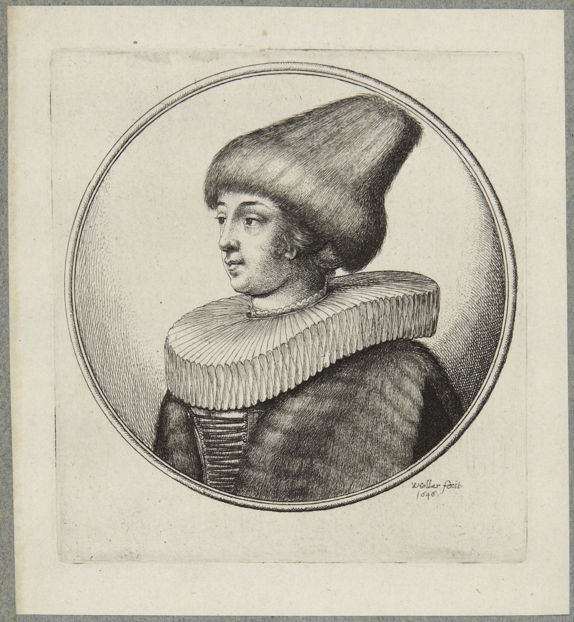 Mujer con gorro de piel puntiagudo de Wenceslaus Hollar