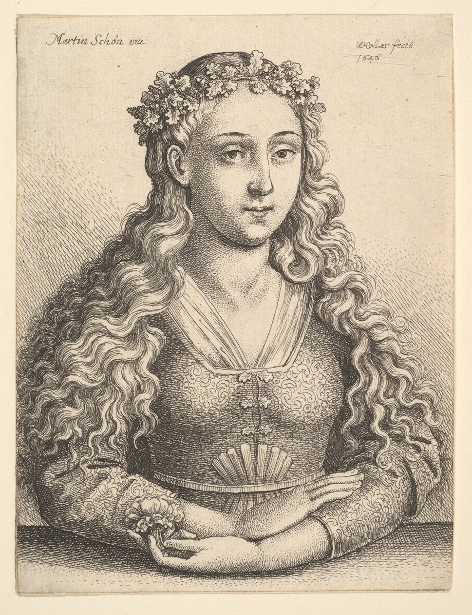 Mujer con una corona de hojas de roble, 1646 de Wenceslaus Hollar
