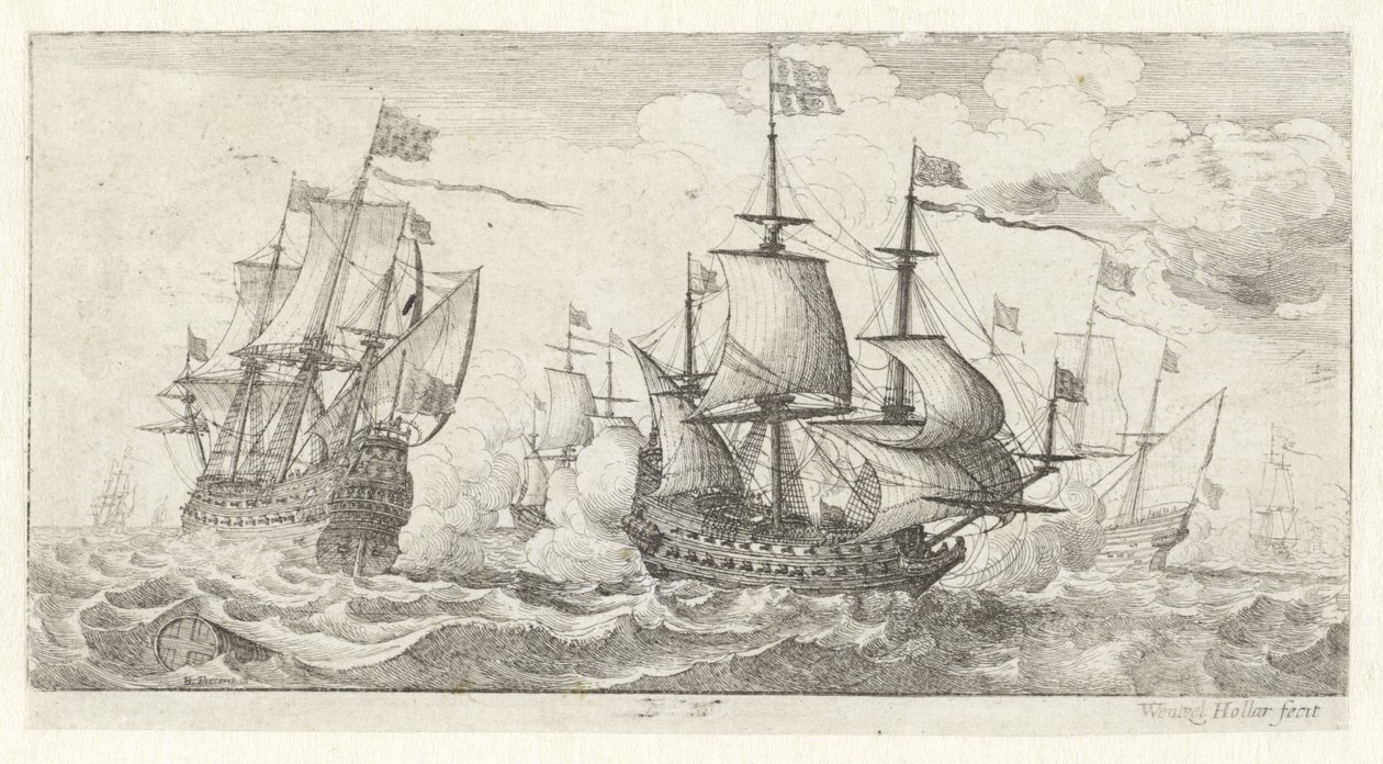 batalla naval Paisajes marinos (título de la serie) de Wenceslaus Hollar