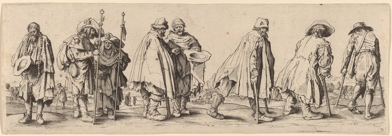Ocho mendigos de Wenceslaus Hollar after Jacques Callot