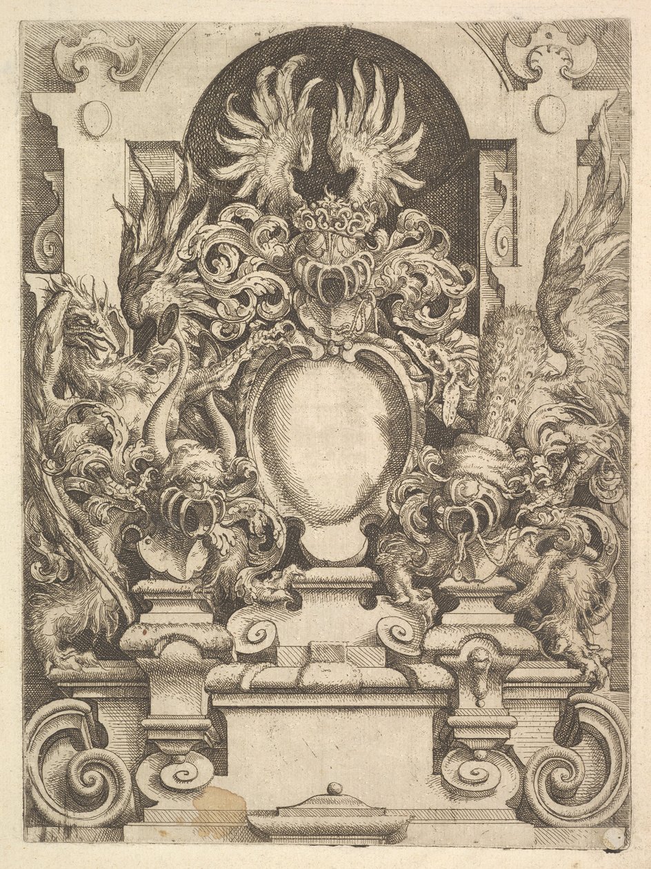 Diseño para un cartucho, Placa de la Architecttura de Dietterlin, 1598 de Wendel Dietterlin the Elder
